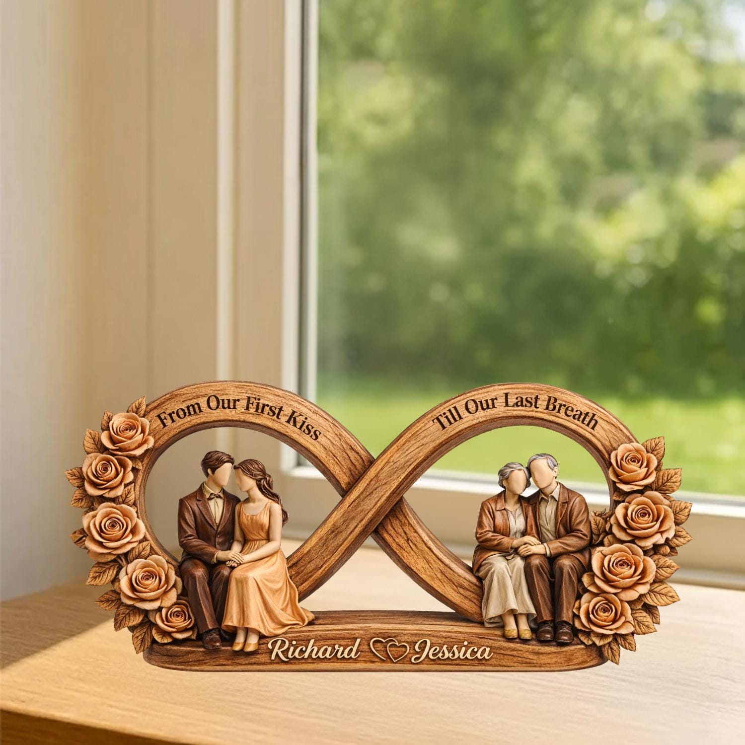 Custom Couple From Our First Kiss Till Our Last Breath Acrylic Plaque, Valentine Anniversary Gift For Couple, Love Keepsake, Romantic Decor