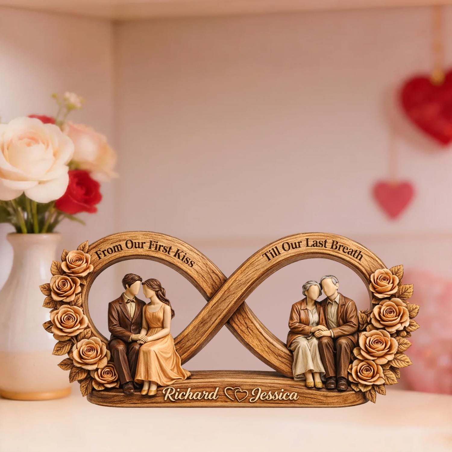 Custom Couple From Our First Kiss Till Our Last Breath Acrylic Plaque, Valentine Anniversary Gift For Couple, Love Keepsake, Romantic Decor