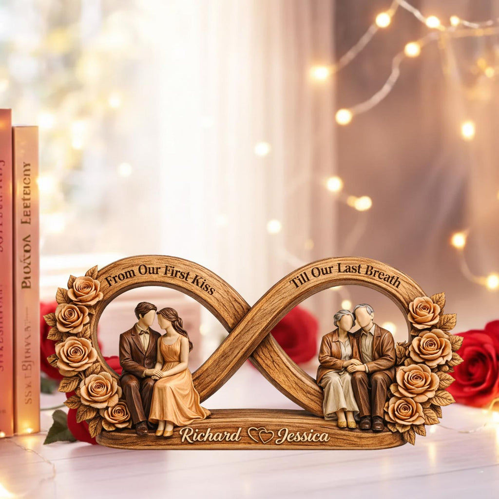 Custom Couple From Our First Kiss Till Our Last Breath Acrylic Plaque, Valentine Anniversary Gift For Couple, Love Keepsake, Romantic Decor