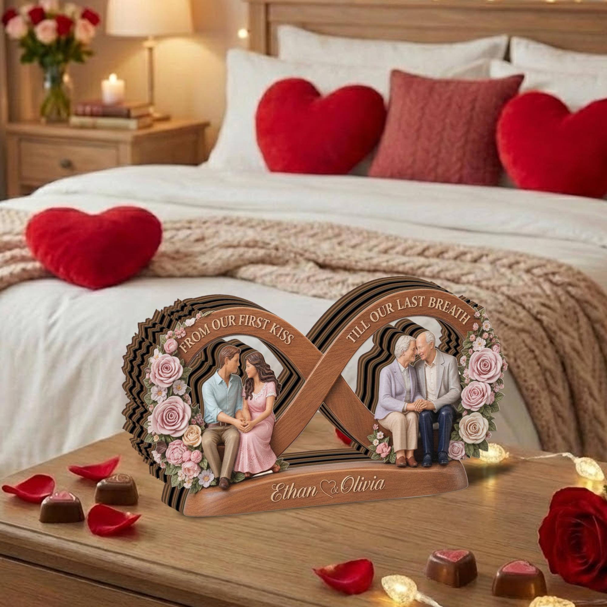PERSONALIZABLE Infinity Couple Decor, CUSTOMIZABLE From Our First Kiss Till Our Last Breath Acrylic Keepsake, Anniversary Gift for Couples