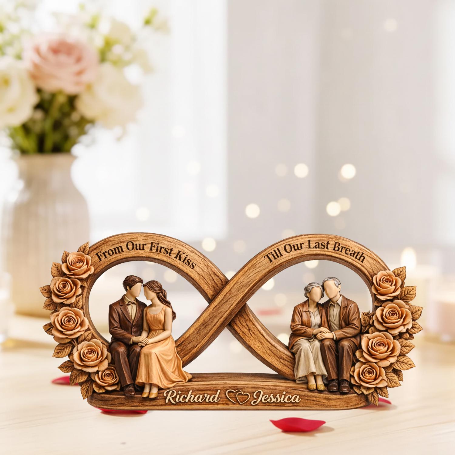 Custom Couple From Our First Kiss Till Our Last Breath Acrylic Plaque, Valentine Anniversary Gift For Couple, Love Keepsake, Romantic Decor