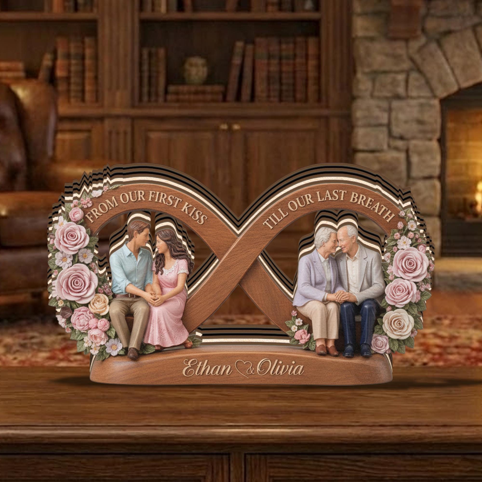 PERSONALIZABLE Infinity Couple Decor, CUSTOMIZABLE From Our First Kiss Till Our Last Breath Acrylic Keepsake, Anniversary Gift for Couples
