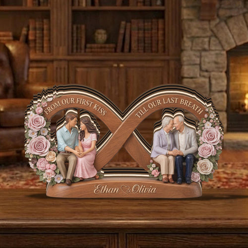 PERSONALIZABLE Infinity Couple Decor, CUSTOMIZABLE From Our First Kiss Till Our Last Breath Acrylic Keepsake, Anniversary Gift for Couples