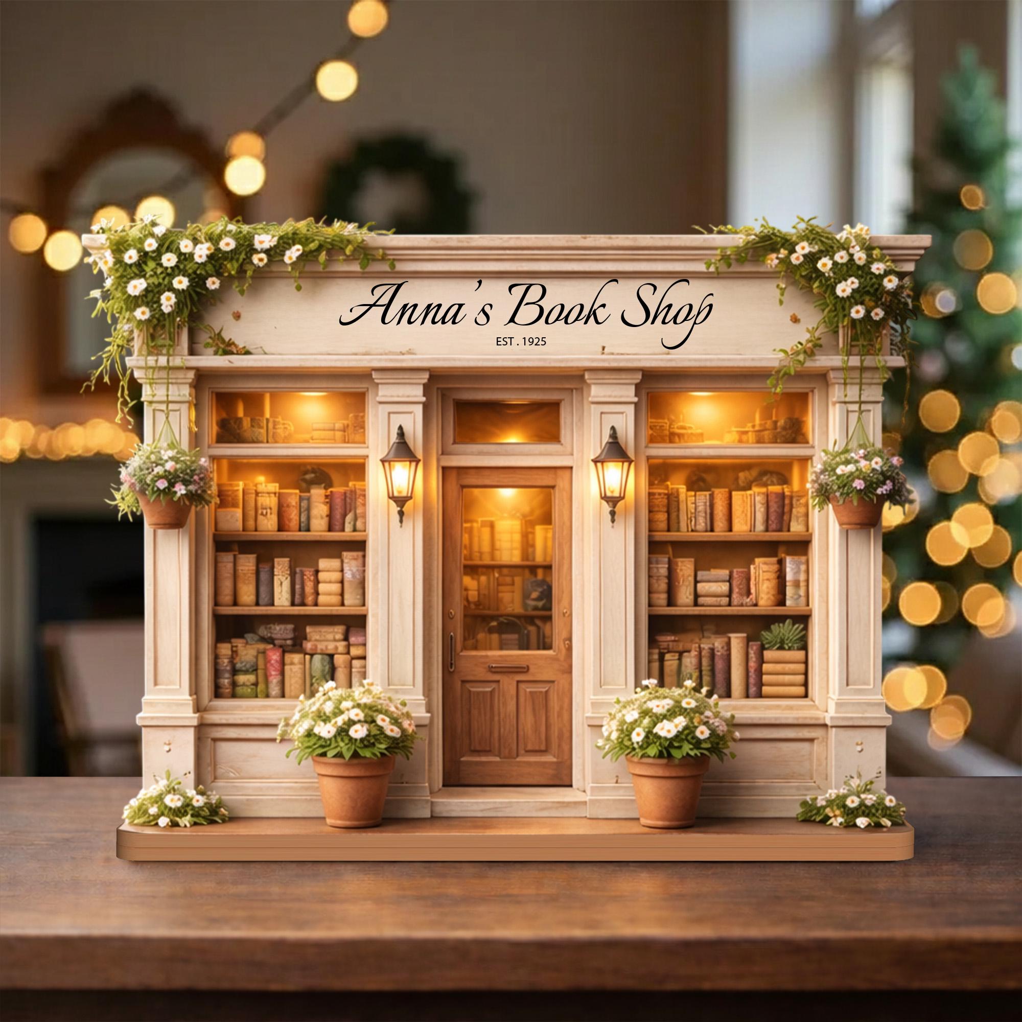 Personalized Wooden Bookshop Sign, Cottagecore Library Decor, 2D Flat