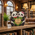 Personalized Panda Couple Wooden Block Art, Custom Name Panda Decor, Cute Handmade Wood Gift for Anniversary Valentine, Cute Panda Love Sign