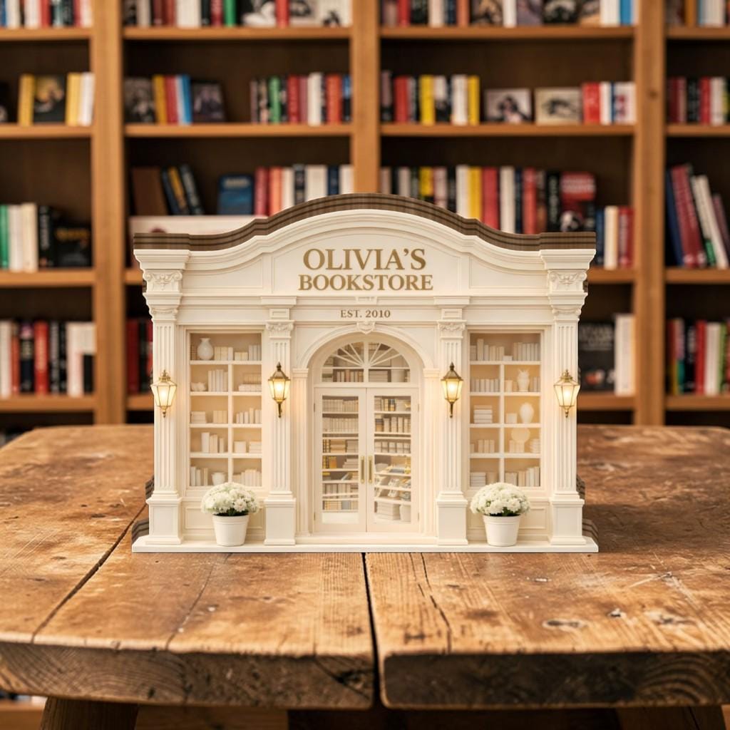 Personalized Bookshop Wooden Block, Custom Bookstore Storefront Shelf Sitter, Reading Nook Bookshelf Decor, Book Lover Gift