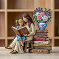 Personalized Mom Reading With Daughter Wooden Block, Custom Reading Mom Gift, Book Lover Mom Decor, Mother’s Day Gift, Gift For Book Lover