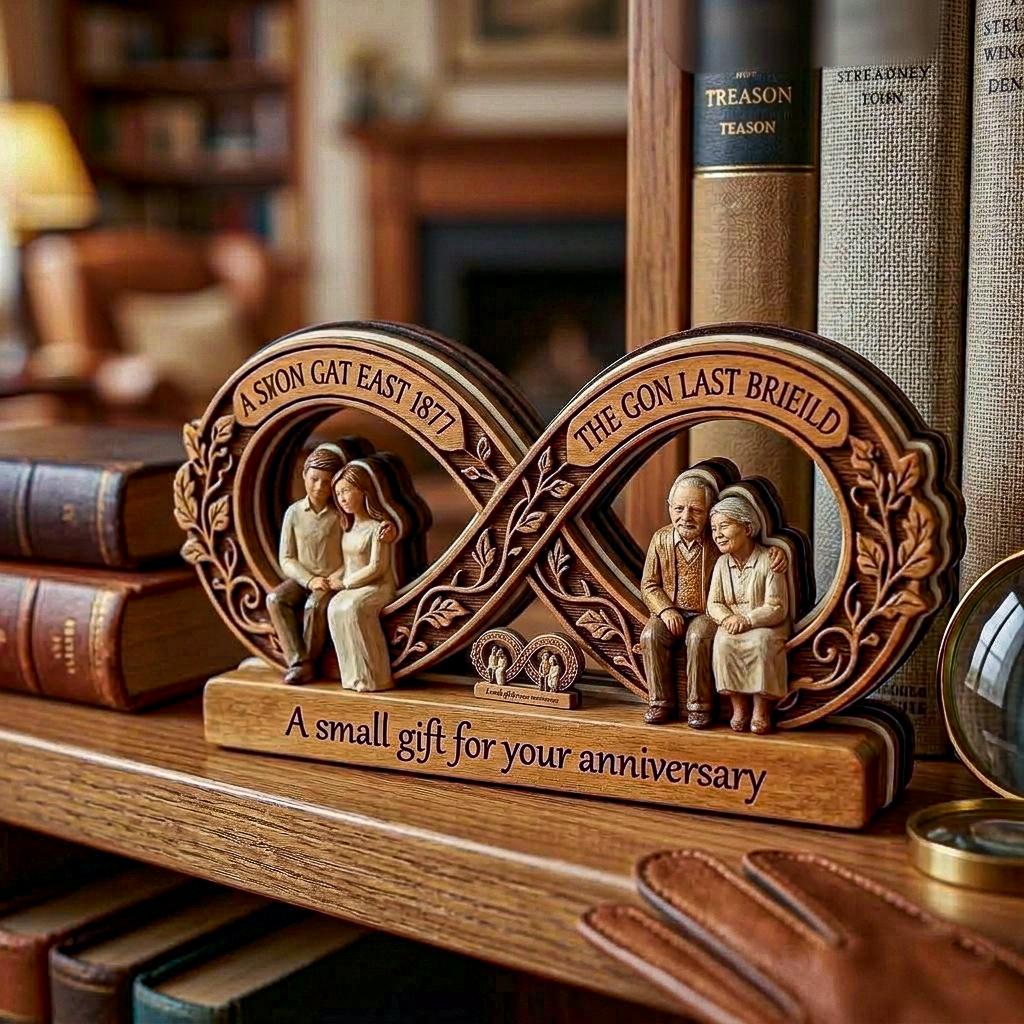 Personalized Infinity Couple Wooden Block, Custom Anniversary Gift for Couple, From Our First Kiss Till Our Last Breath, Wood Name Decor