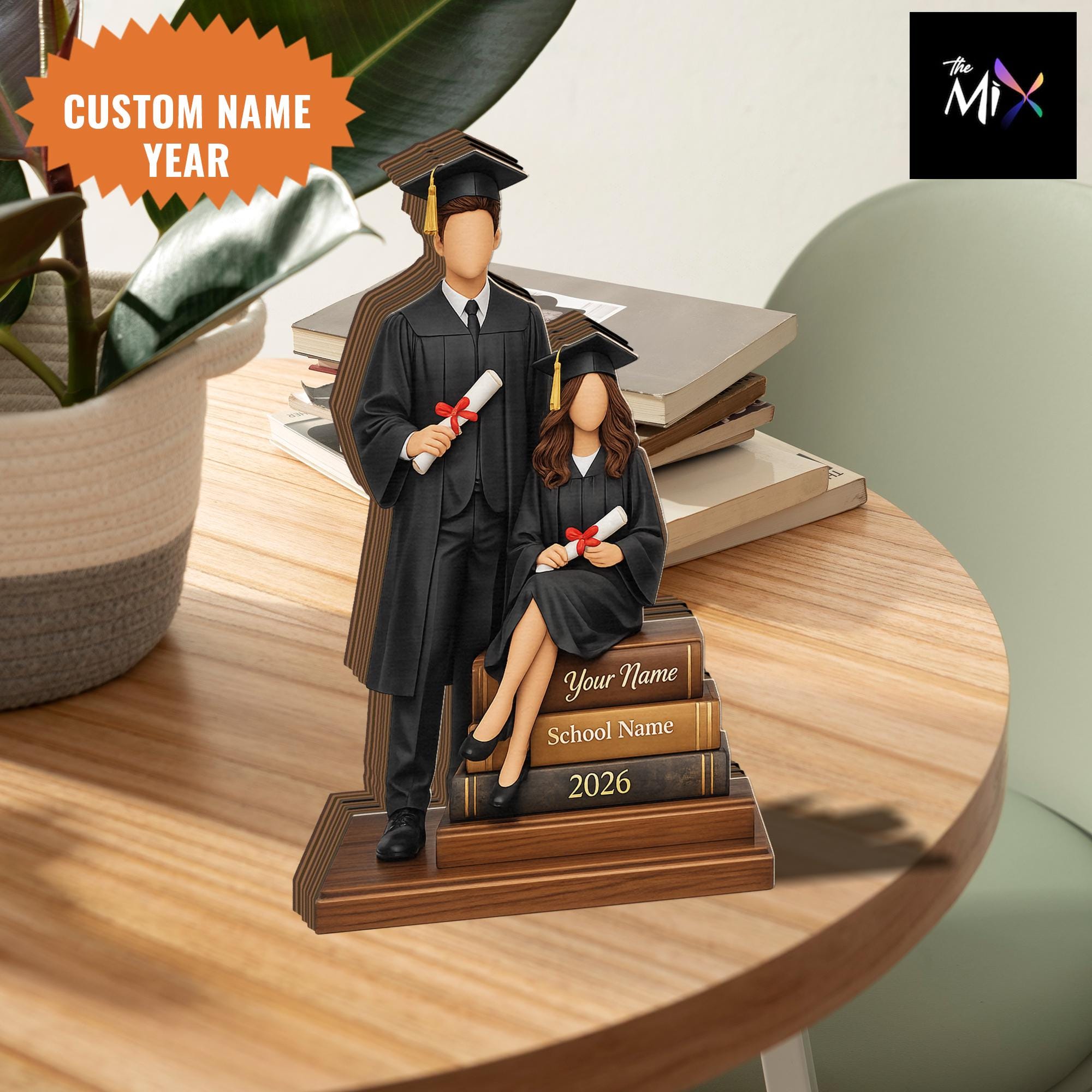 Graduation Wooden Block, Personalized Graduate Couple Gift, Class of 2026 Keepsake