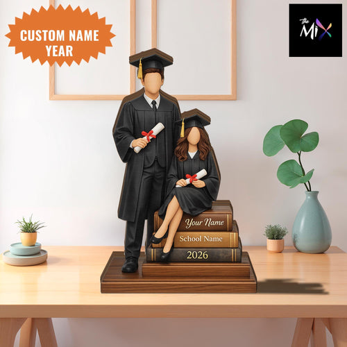 Graduation Wooden Block, Personalized Graduate Couple Gift, Class of 2026 Keepsake