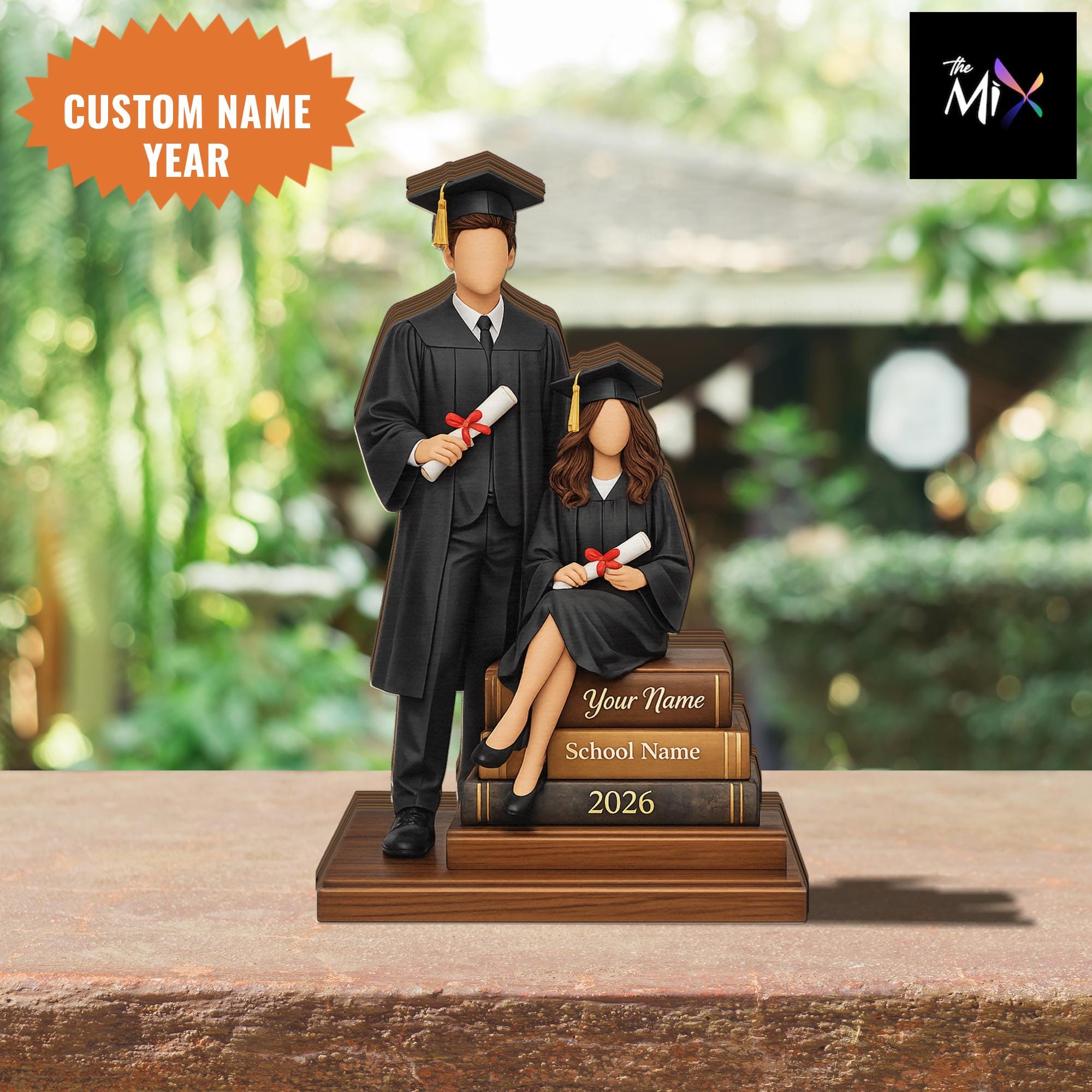 Graduation Wooden Block, Personalized Graduate Couple Gift, Class of 2026 Keepsake