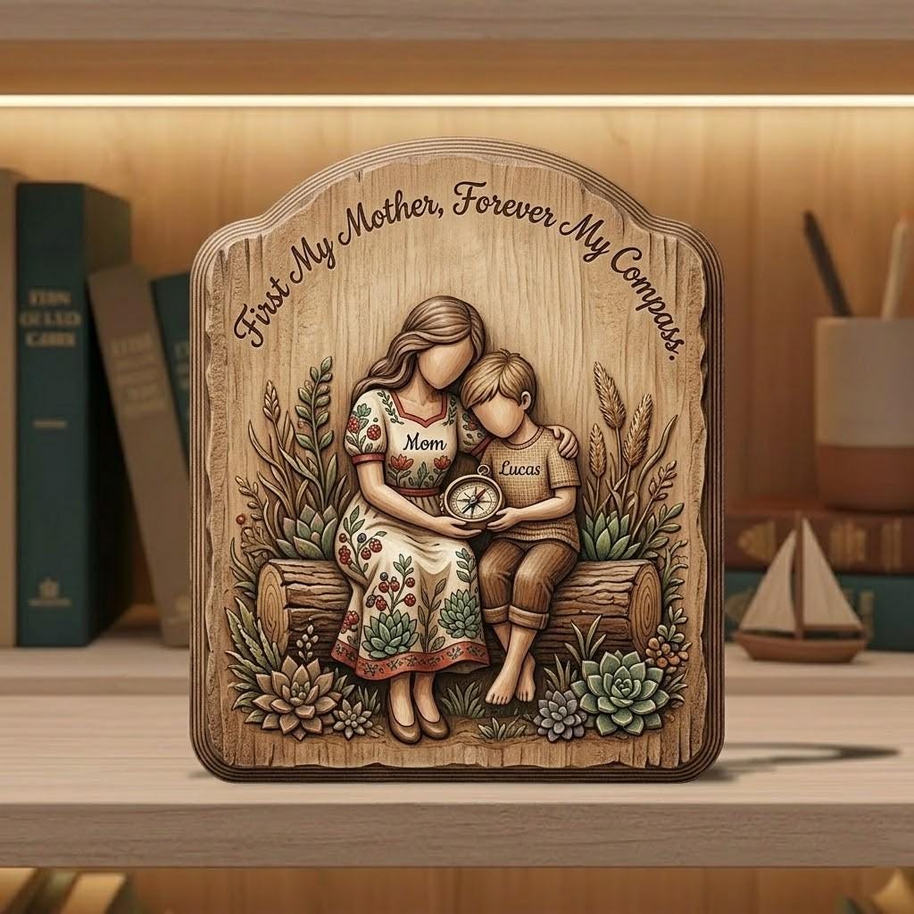 Personalized Mother Son Wood Block, Custom Wooden Block Sign, Mothers Day Gift from Son, Custom Name Quote Mom Gift, Mom Birthday Gift