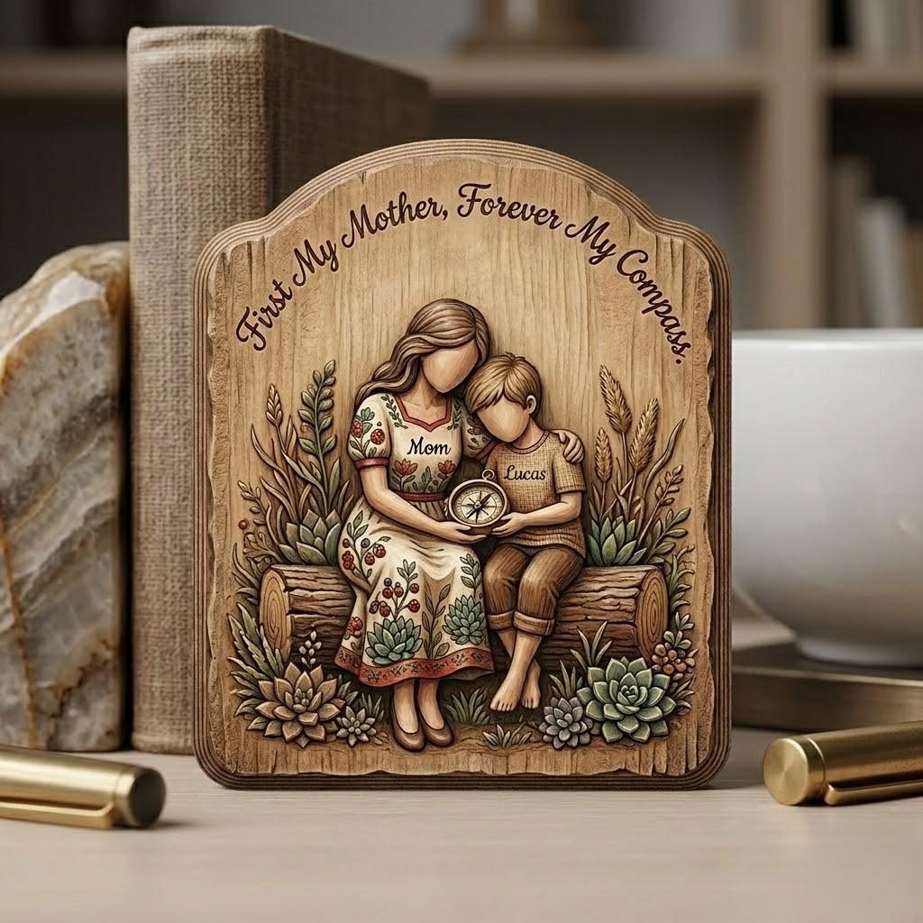 Personalized Mother Son Wood Block, Custom Wooden Block Sign, Mothers Day Gift from Son, Custom Name Quote Mom Gift, Mom Birthday Gift
