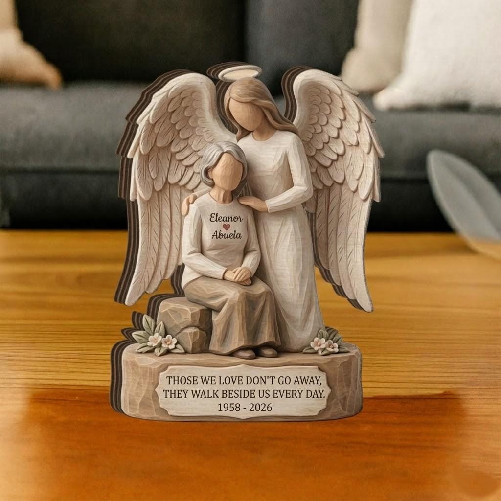 Personalized Memorial Angel Wooden Block, Custom Bereavement Gift, Loss of Grandma Mother, Sympathy Gift, Remembrance Plaque, Loving Memory