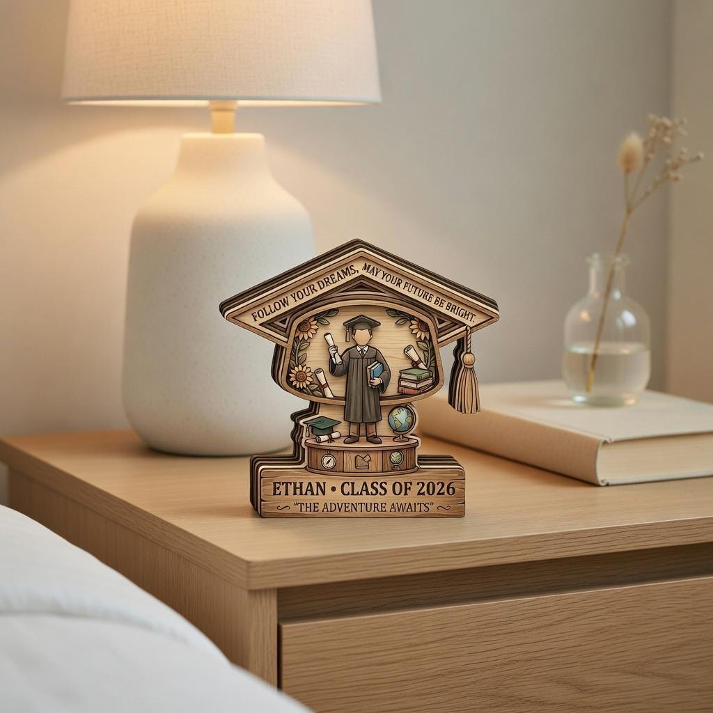 Personalized Graduation Wooden Block, Class of 2026 Gift, Custom Name Grad Plaque, High School College Graduation Gift, Senior 2026 Keepsake