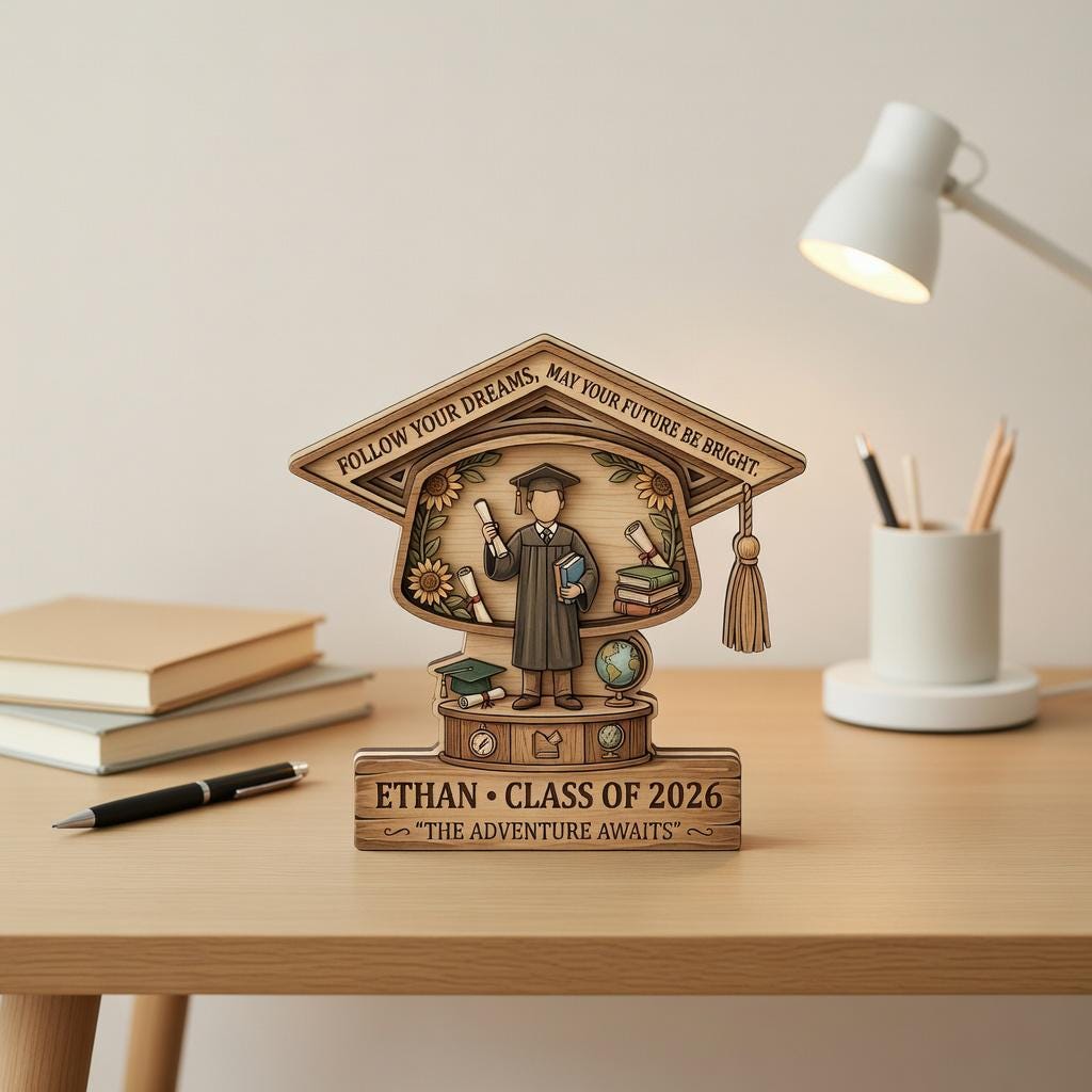 Personalized Graduation Wooden Block, Class of 2026 Gift, Custom Name Grad Plaque, High School College Graduation Gift, Senior 2026 Keepsake