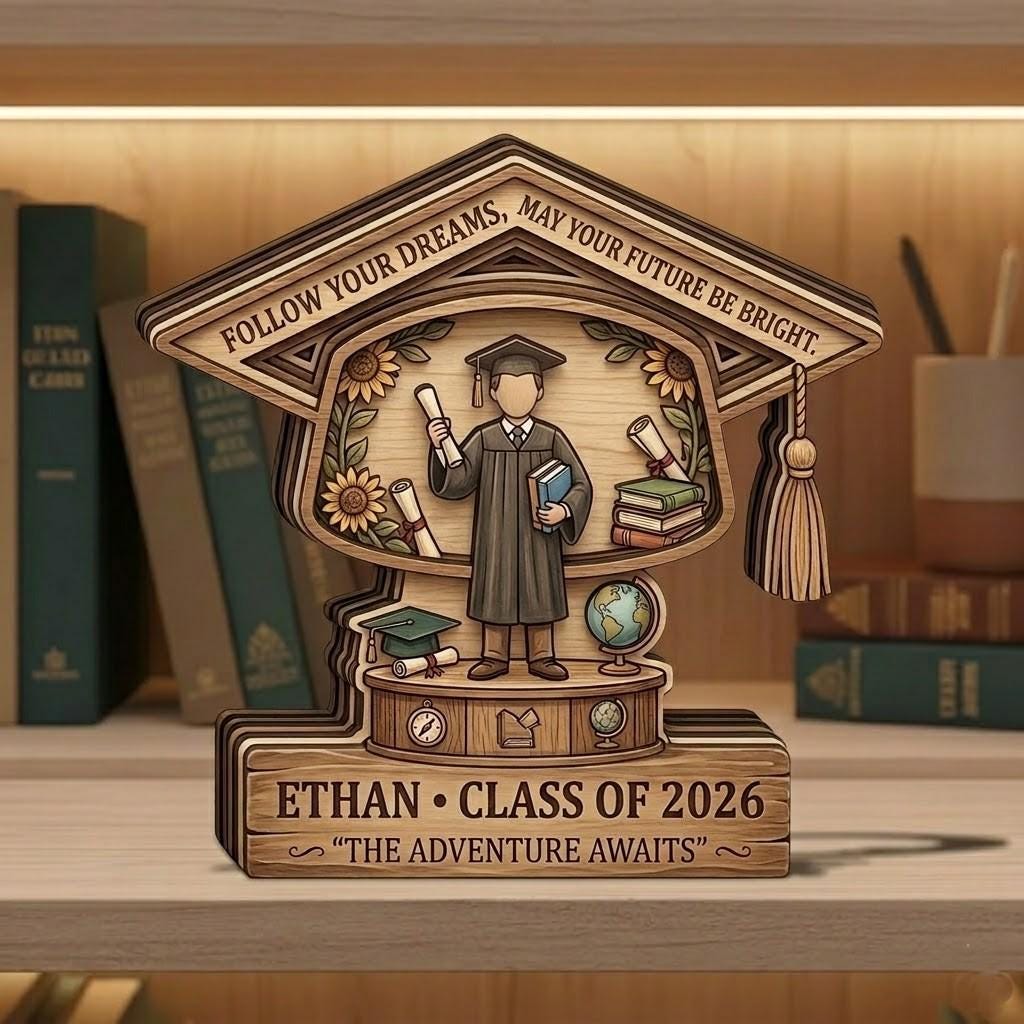 Personalized Graduation Wooden Block, Class of 2026 Gift, Custom Name Grad Plaque, High School College Graduation Gift, Senior 2026 Keepsake