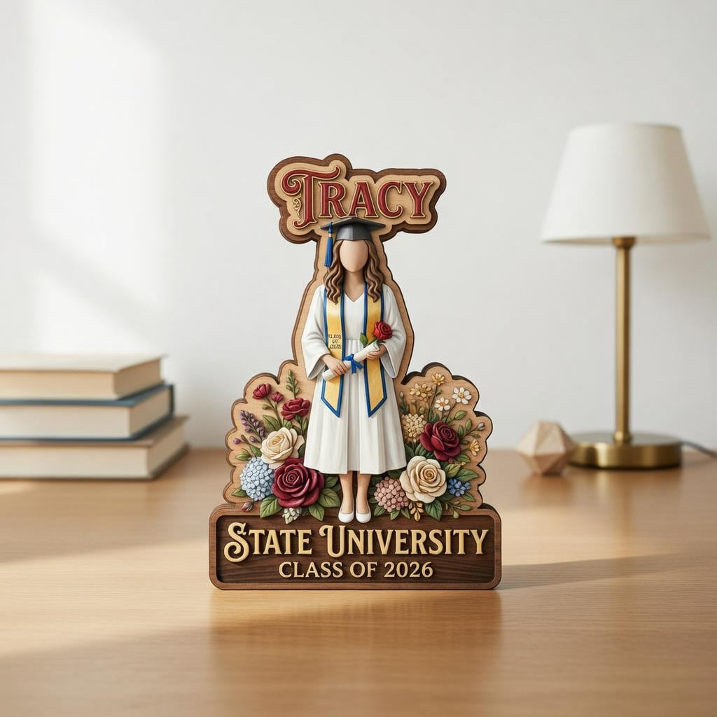 Custom Graduation Wooden Block, Class of 2026 Gift, Personalized University Grad Plaque, Senior 2026 Keepsake, Graduation Gift for Daughter