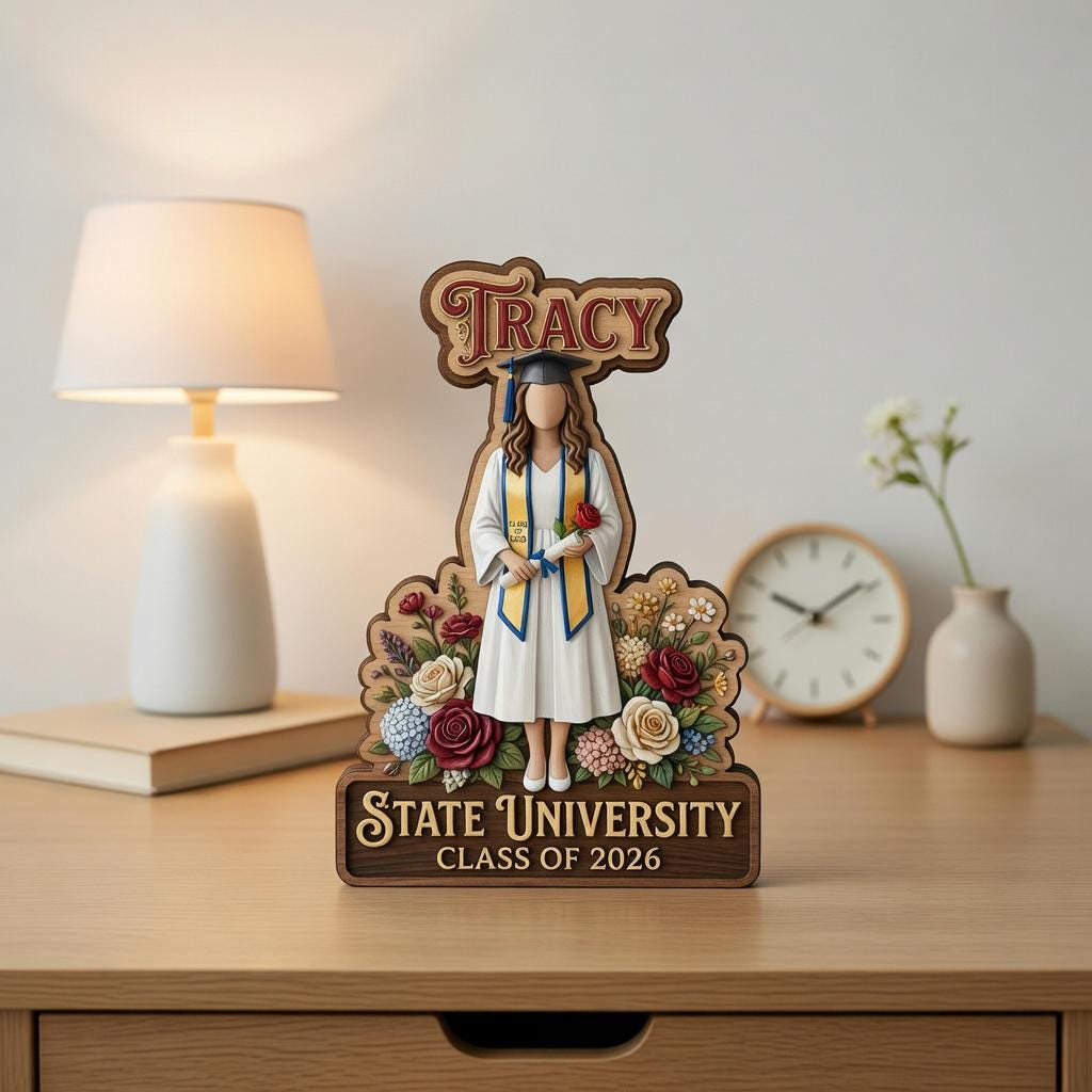 Custom Graduation Wooden Block, Class of 2026 Gift, Personalized University Grad Plaque, Senior 2026 Keepsake, Graduation Gift for Daughter