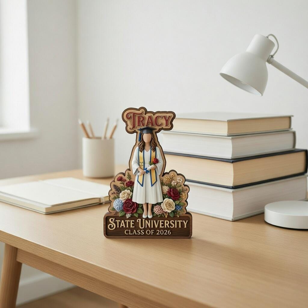 Custom Graduation Wooden Block, Class of 2026 Gift, Personalized University Grad Plaque, Senior 2026 Keepsake, Graduation Gift for Daughter
