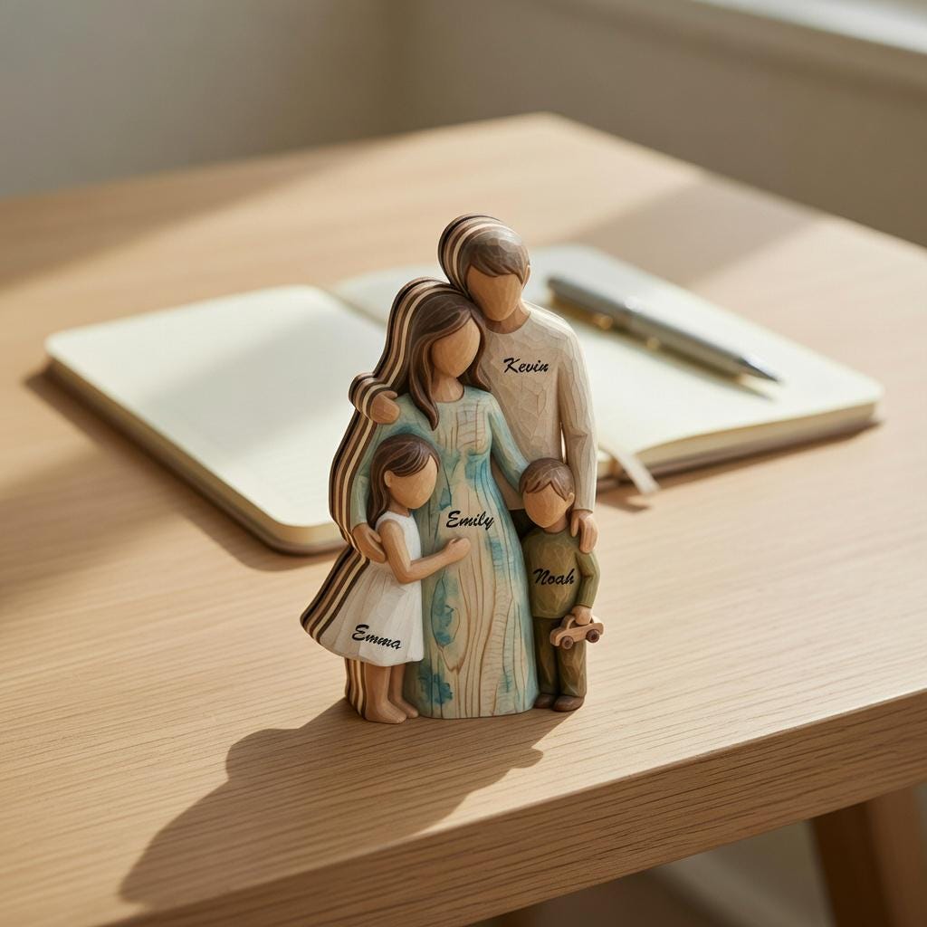 Personalized Family Wooden Block, Custom Parents and Children Sign, Gift for Mom and Dad, Family Name Plaque, Anniversary Wood Home Decor