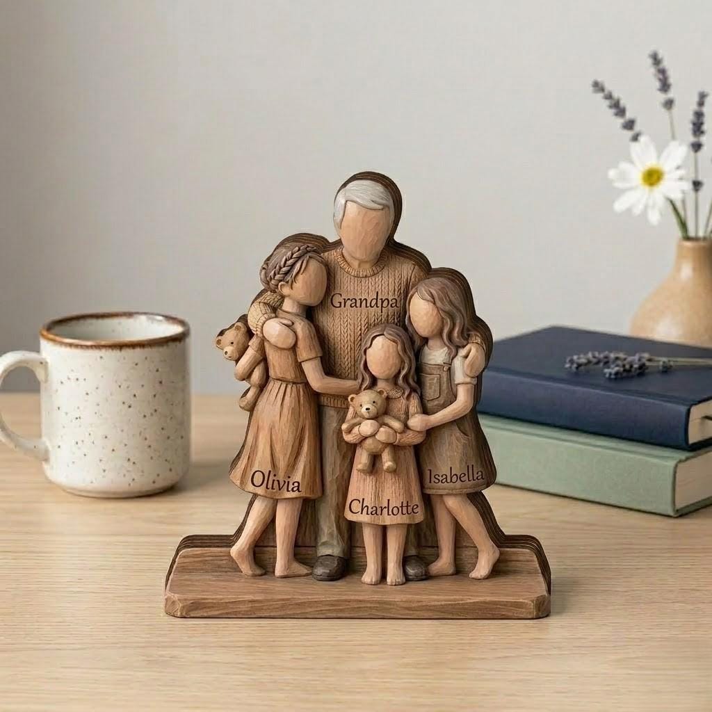 Personalized Grandpa and Grandkids Wooden Block, Custom Grandchildren Name Sign, Father's Day Gift for Grandpa, Wood Decor, Gift for Papa