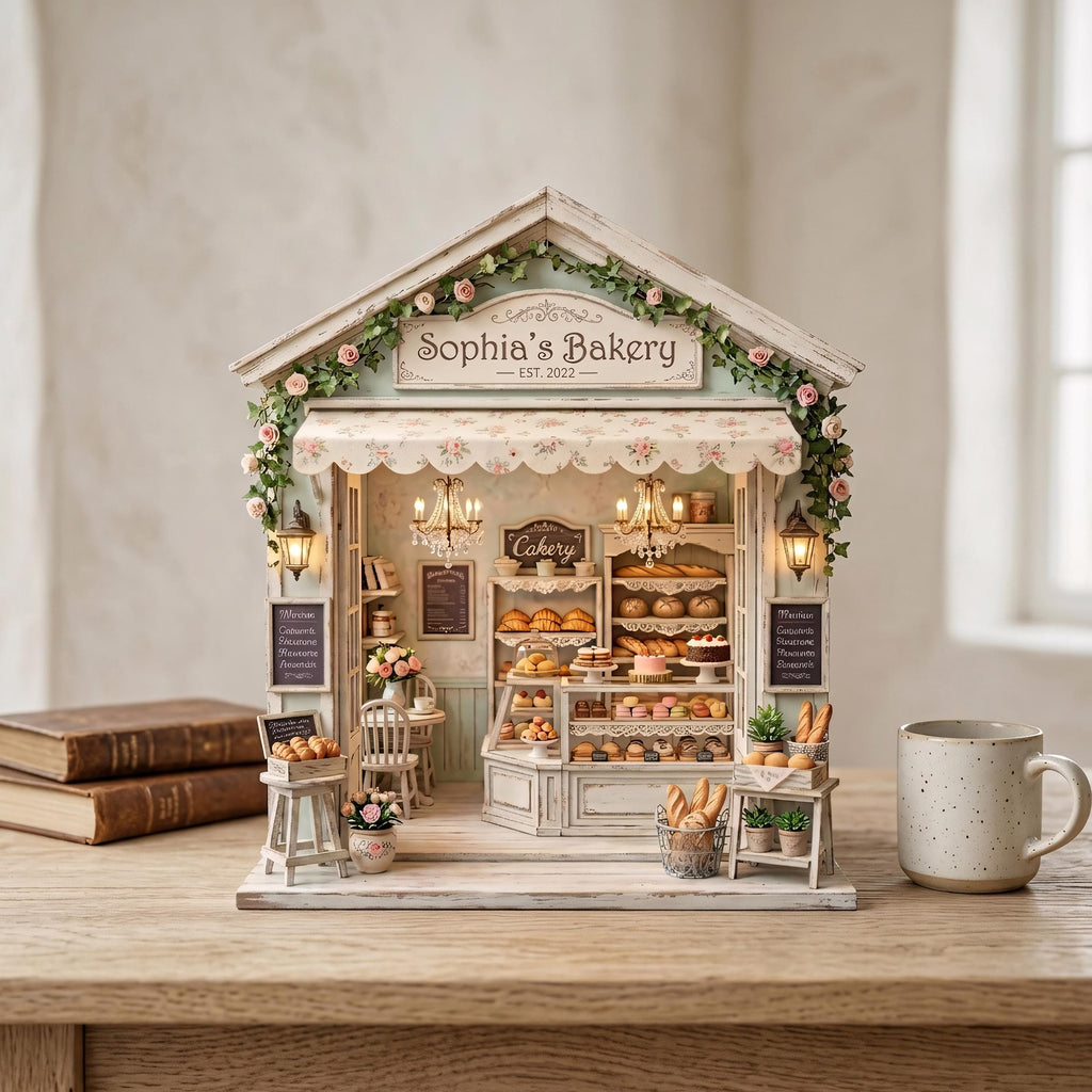 Personalized Bakery Wooden Block, Custom Shopfront Decor, Mini Bakery House Sign, Kitchen Decor, Gift for Baker