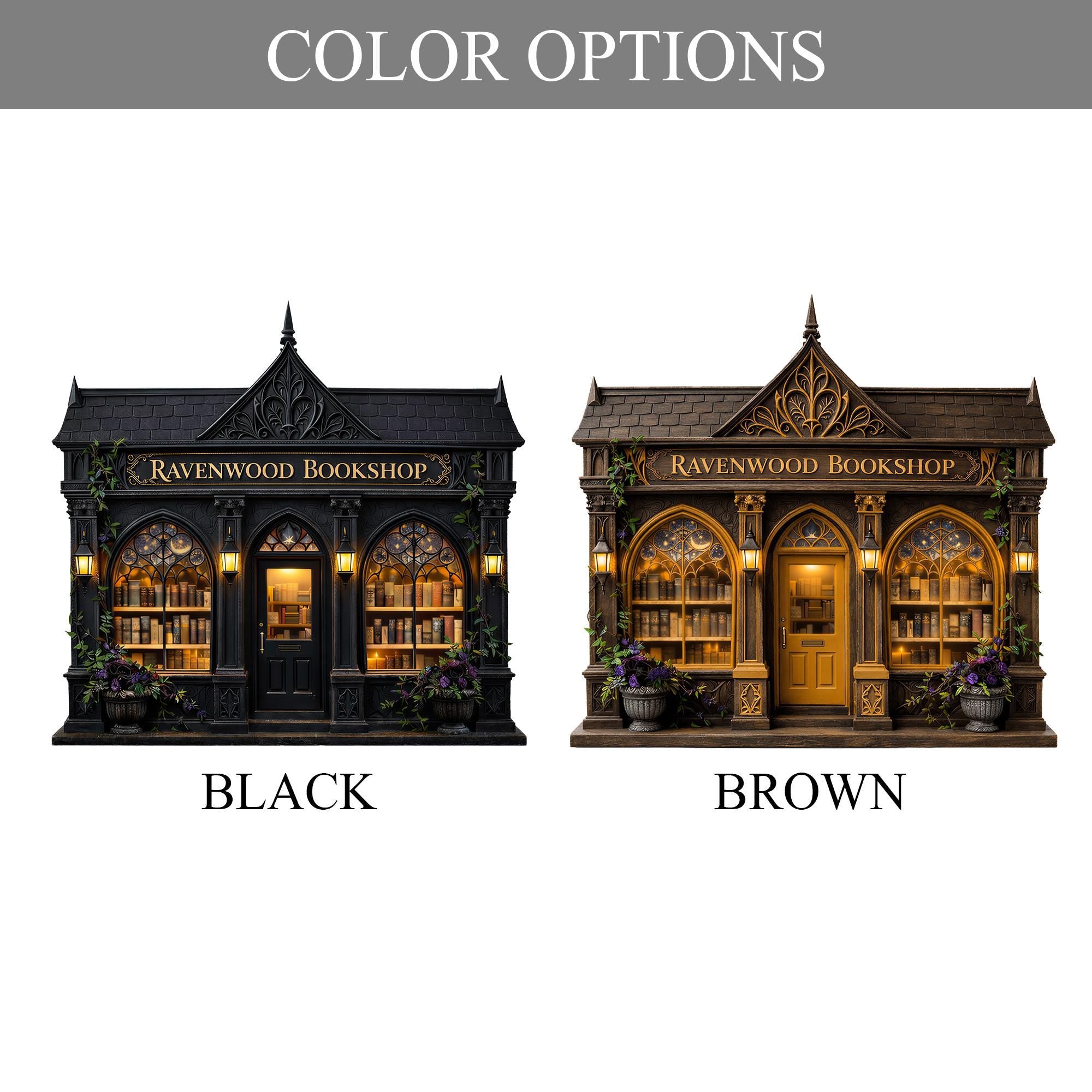 Personalized Layered Wood Mini Gothic Bookshop Decor – Custom Name Keepsake