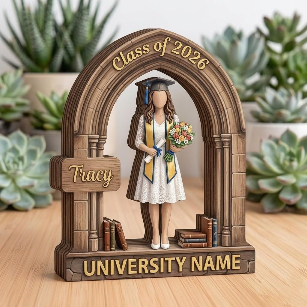 Personalized Graduation Wooden Block, Class of 2026 Custom Name Gift, 3D Layered Wood Sign, College Graduation Decor, University Keepsake