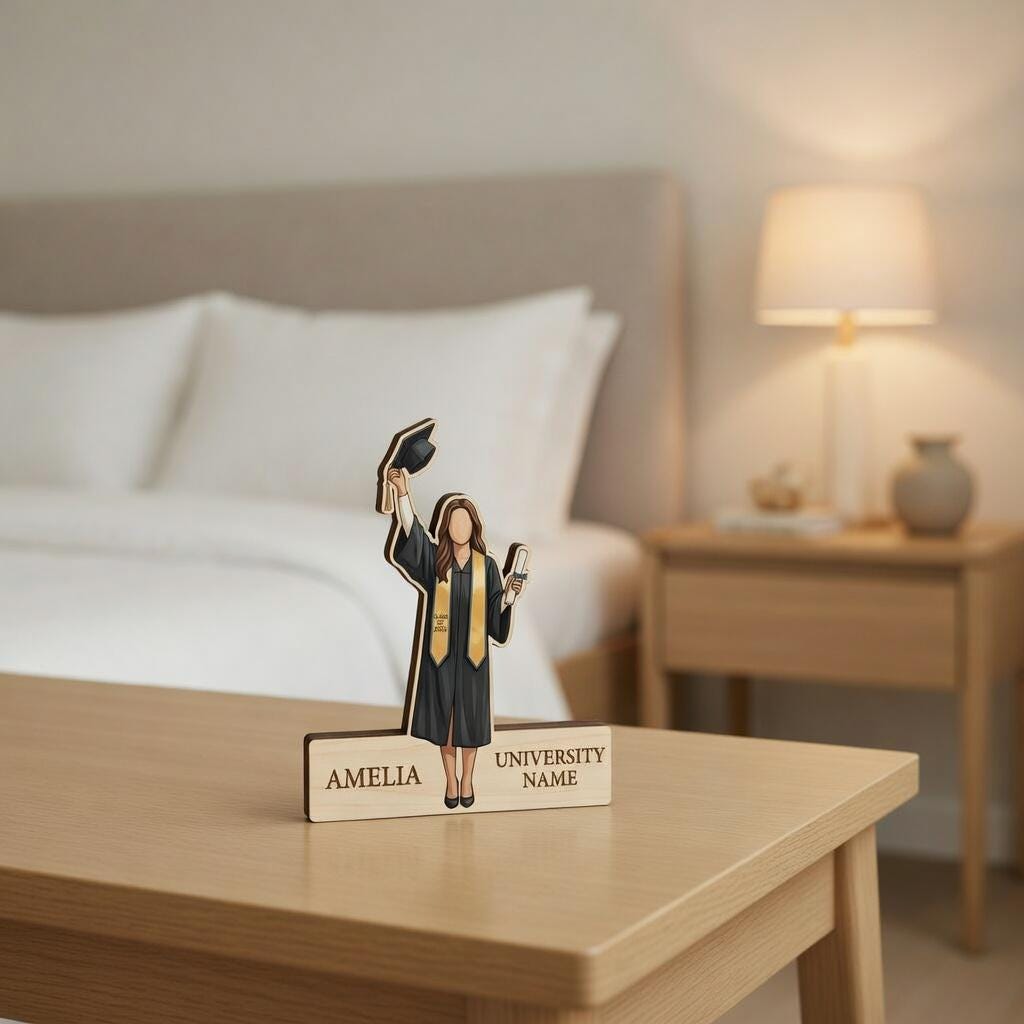 Personalized Graduation Wooden Block, Custom Graduate Name Sign, Class of 2026 Gift, 3D Wood Layered Desk Decor, University Grad Keepsake