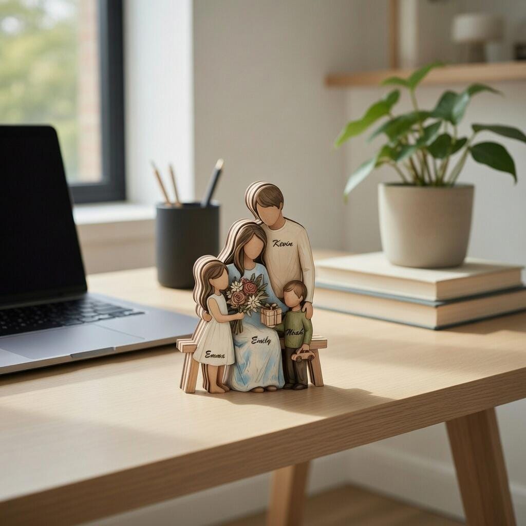 Personalized Family Wooden Block, Custom Name Family Gift, 3D Wood Layered Figurine, Mother's Day Gift, New Home Decor, Custom Family Sign
