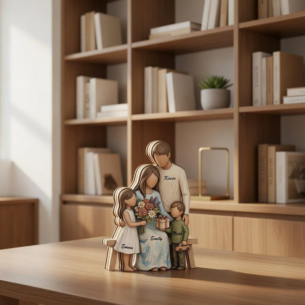 Personalized Family Wooden Block, Custom Name Family Gift, 3D Wood Layered Figurine, Mother's Day Gift, New Home Decor, Custom Family Sign