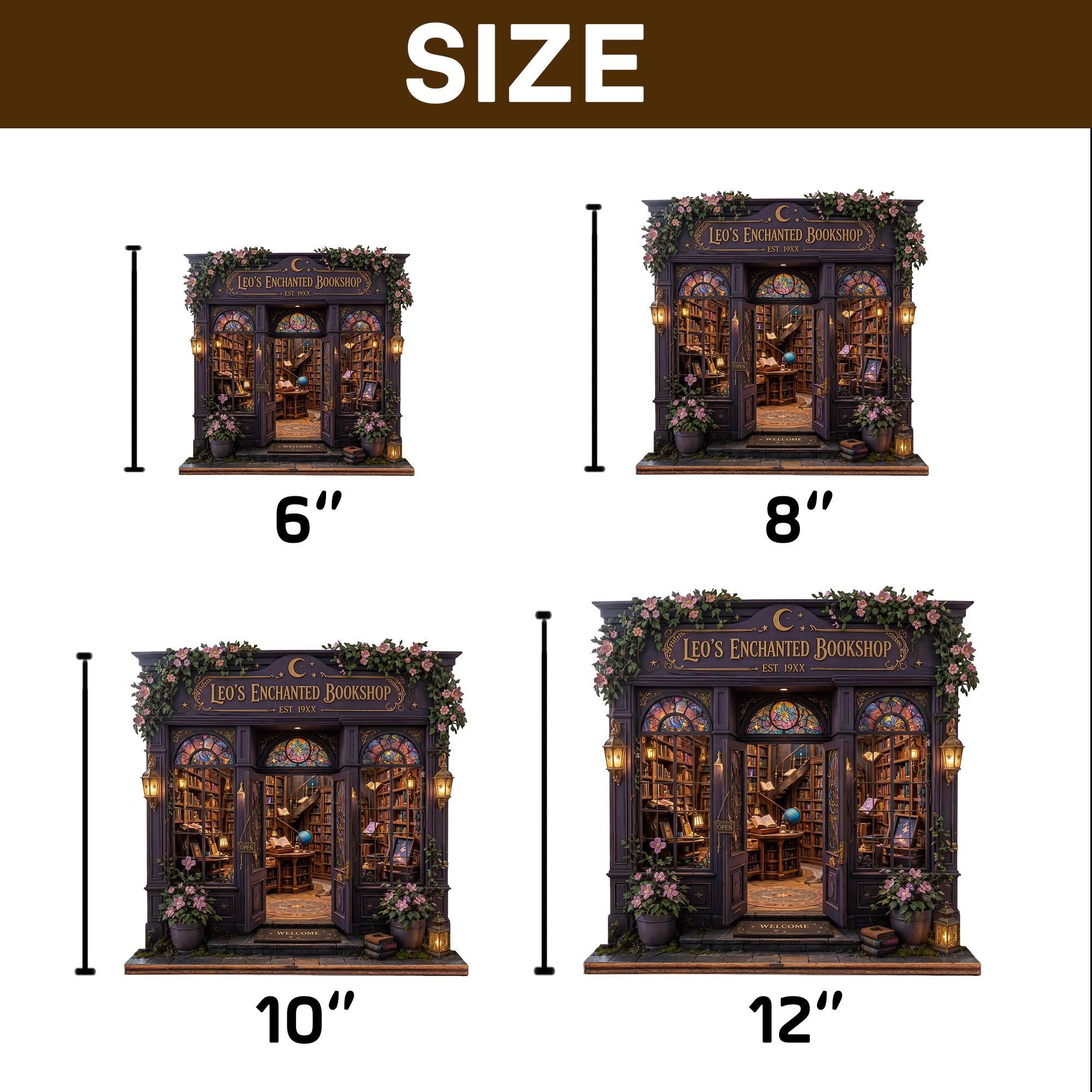 Personalized Layered Wood Mini Enchanted Bookshop Decor – Personalized Gift for Booklover