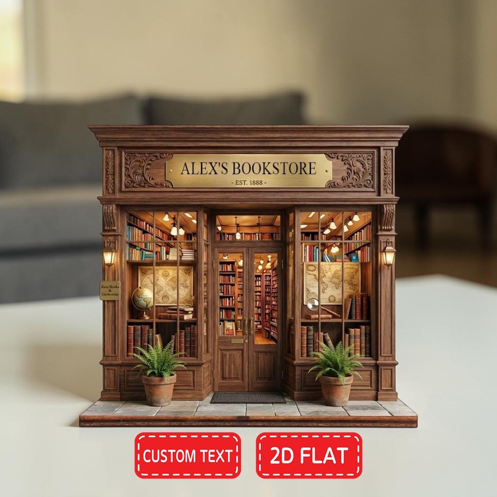 Personalized Bookstore 2D Flat Acrylic / Wooden Block, Gift For Bookworms