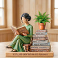 Personalized Reading Lover Wooden Block Decor, Book Lover Woman Statue, Wooden “God Says I Am” Scripture Block Set