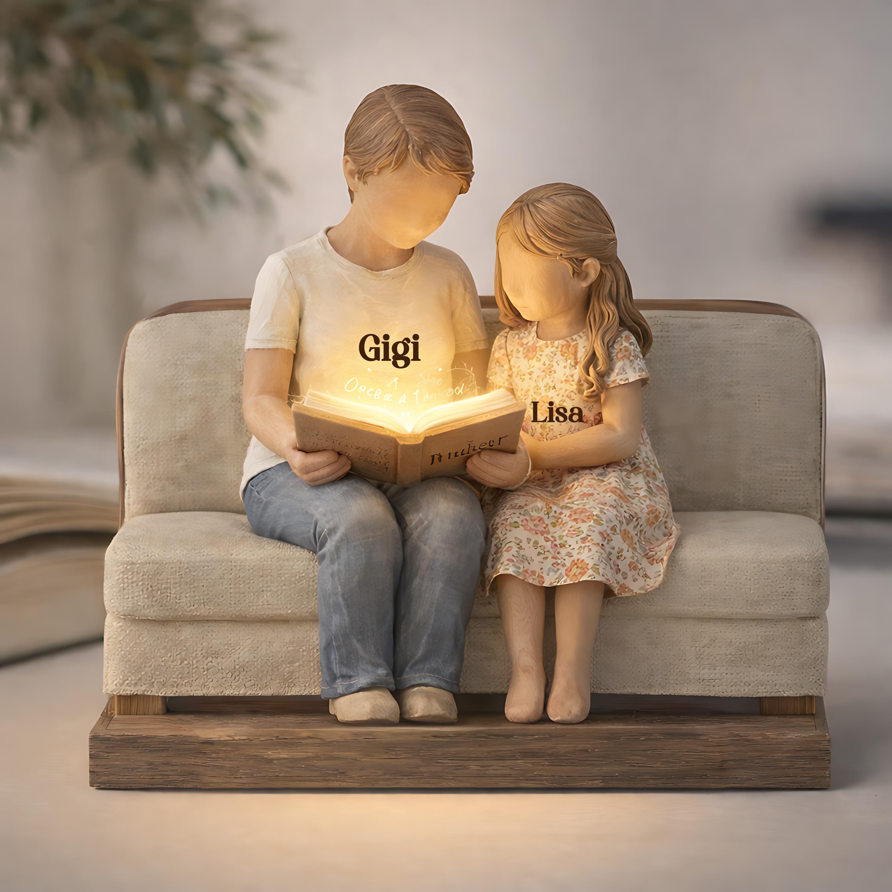 Personalized Grandma Wooden Block, Custom Grandkids Names Gift, Grandma Reading with Kids Keepsake, Mother's Day Gift For Grandma Nana Gigi