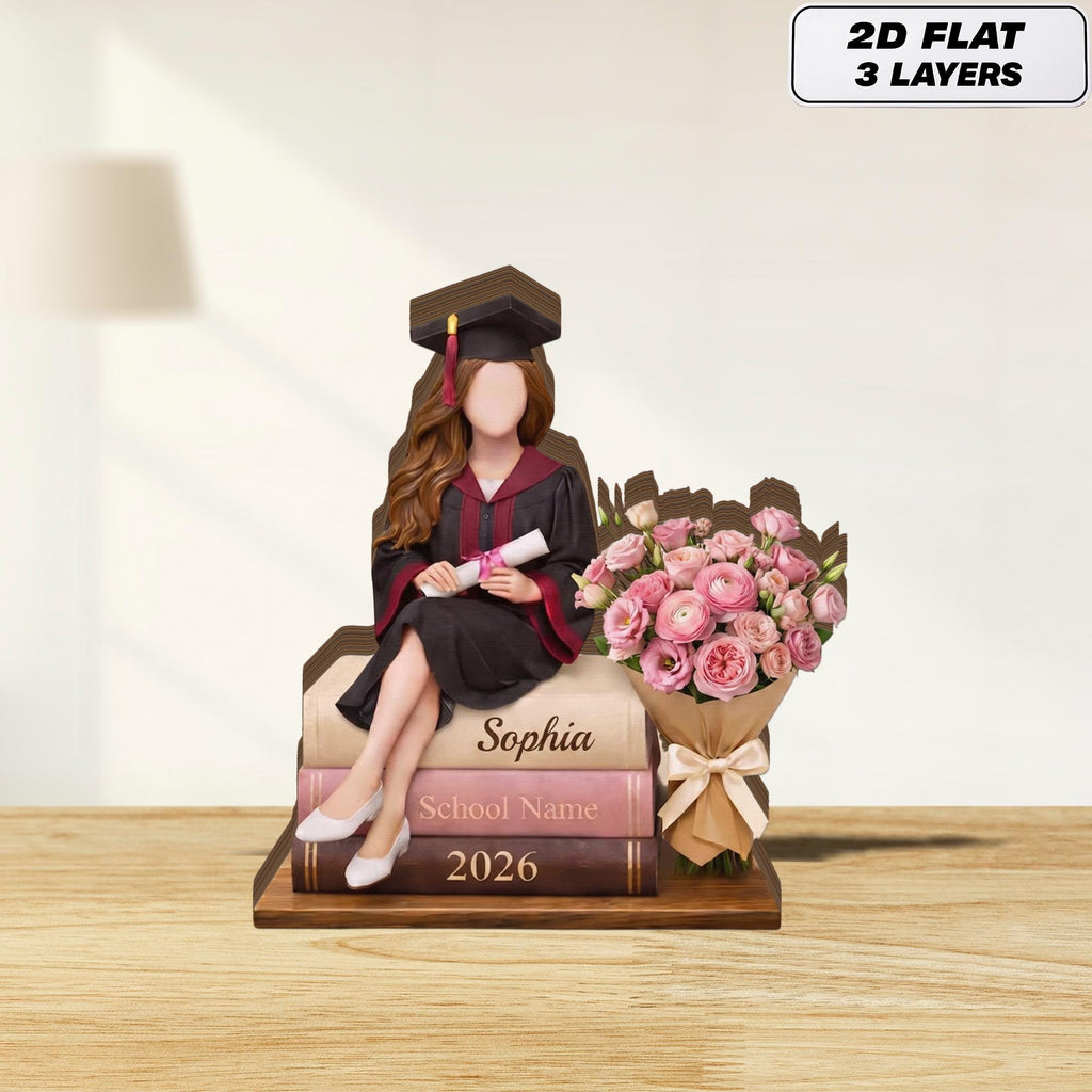 Personalized Class Of 2026 Graduation Wooden Block Gift, Custom Name Grad Party Keepsake