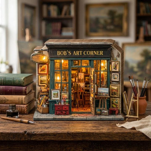 Personalized Art Studio Wooden Block, Miniature Painter Shop Decor, Custom Name Art Corner, Creative Gift for Artist