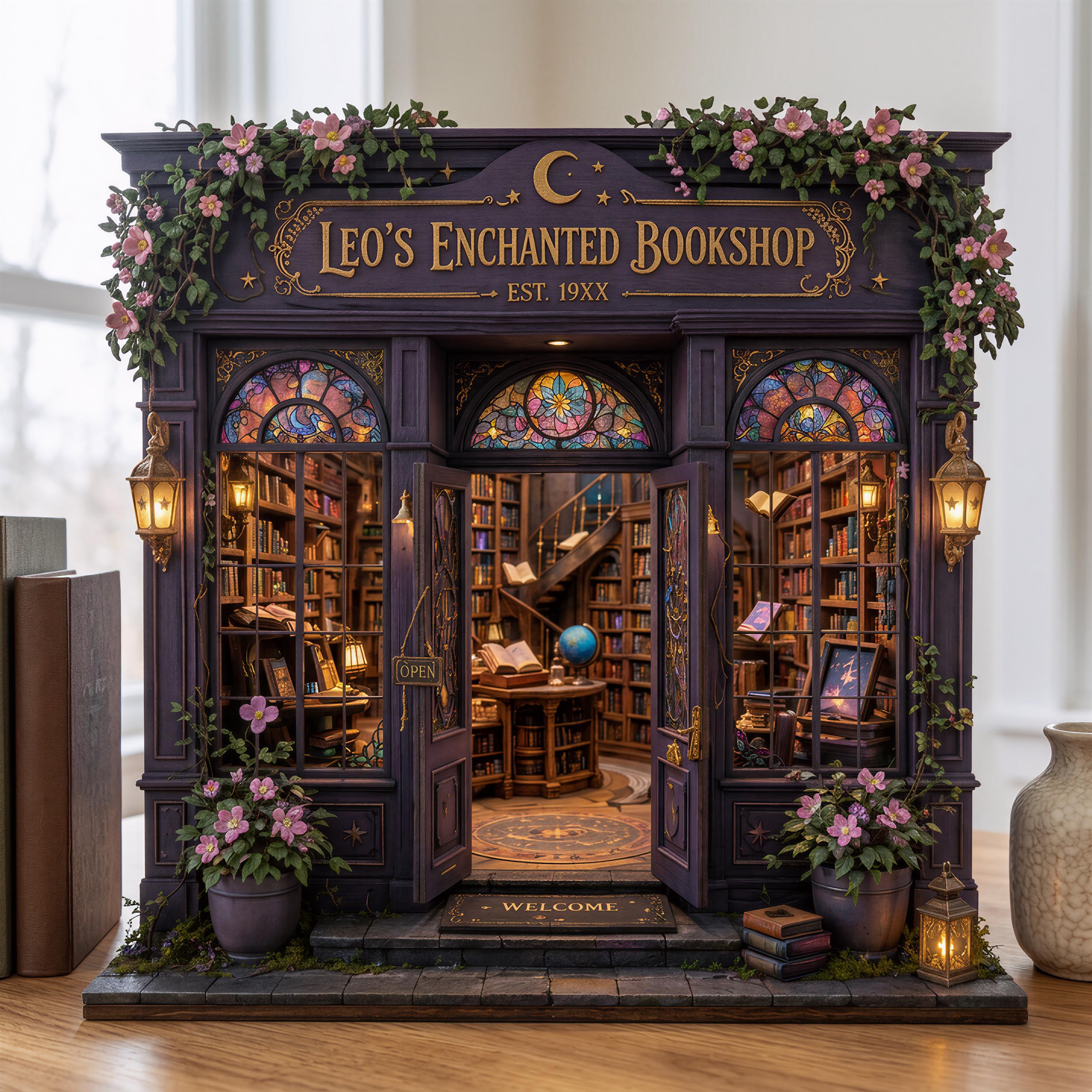 Personalized Layered Wood Mini Enchanted Bookshop Decor – Personalized Gift for Booklover