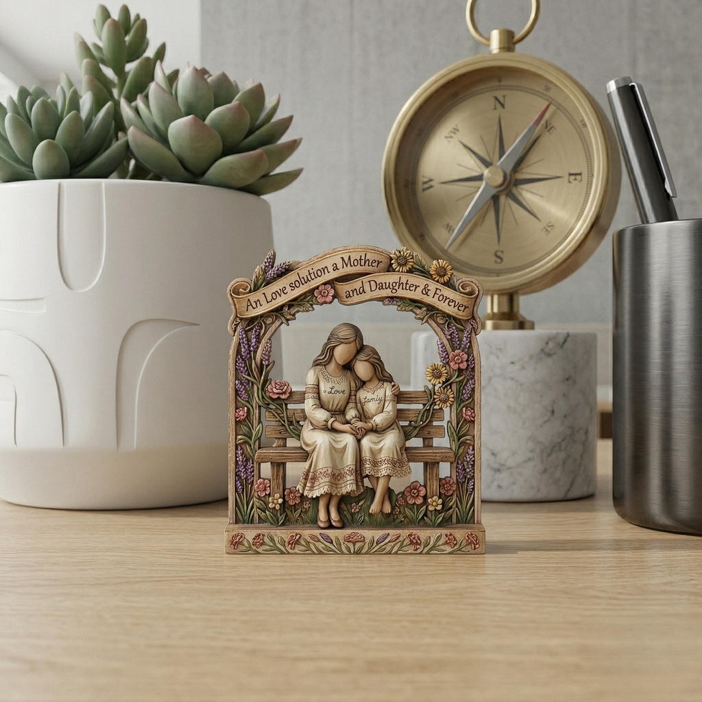 Personalized Mother Daughter Wooden Block Gift, Custom Mom and Daughter 3D Effect Printed Wood Sign, Mother's Day Keepsake, Gift For Mom
