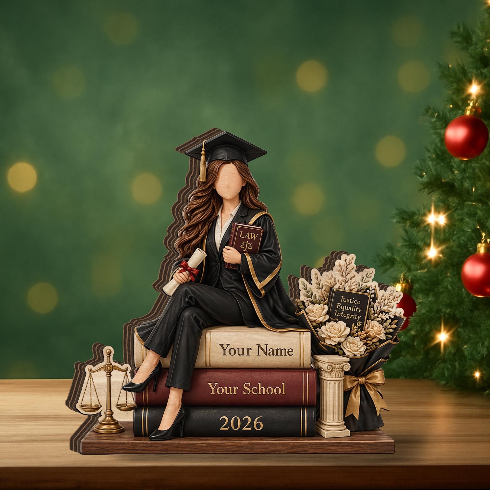 Personalized Lawyer Graduation Wooden Block: Custom Law School Desk Plaque Gift