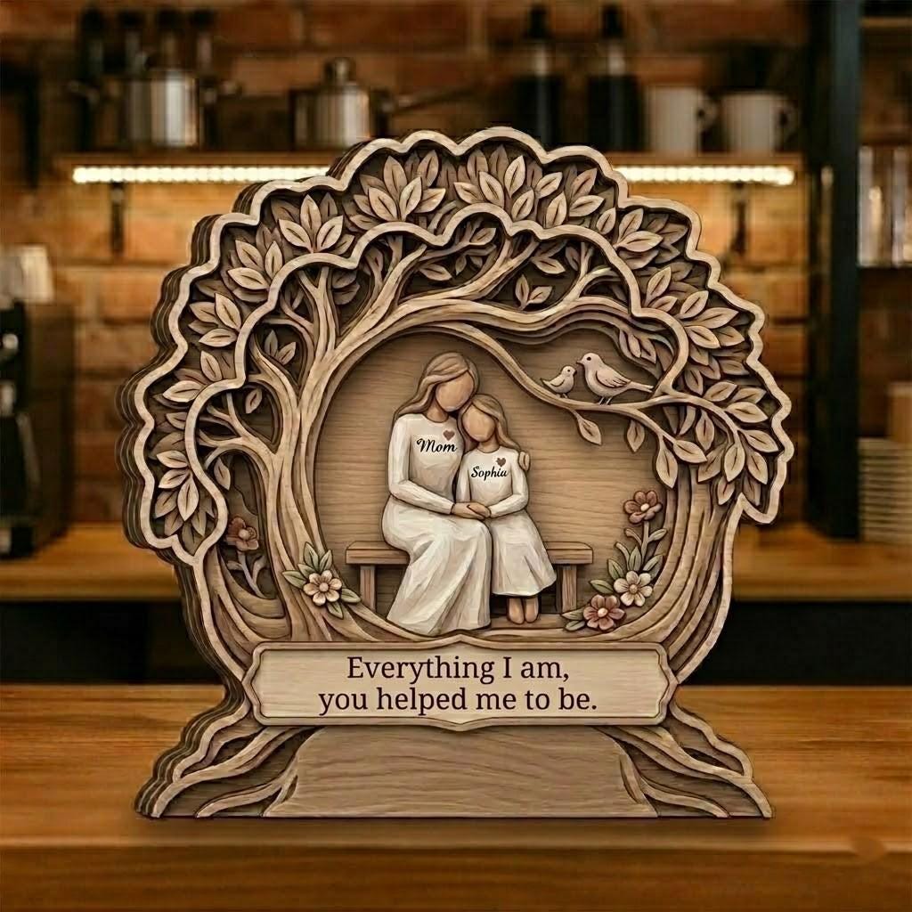 Personalized Mother Daughter Wooden Block, Custom Name Wooden Block Sign, 3D Effect Printed Wood Sign, Mother's Day Gift, Gift For Mom