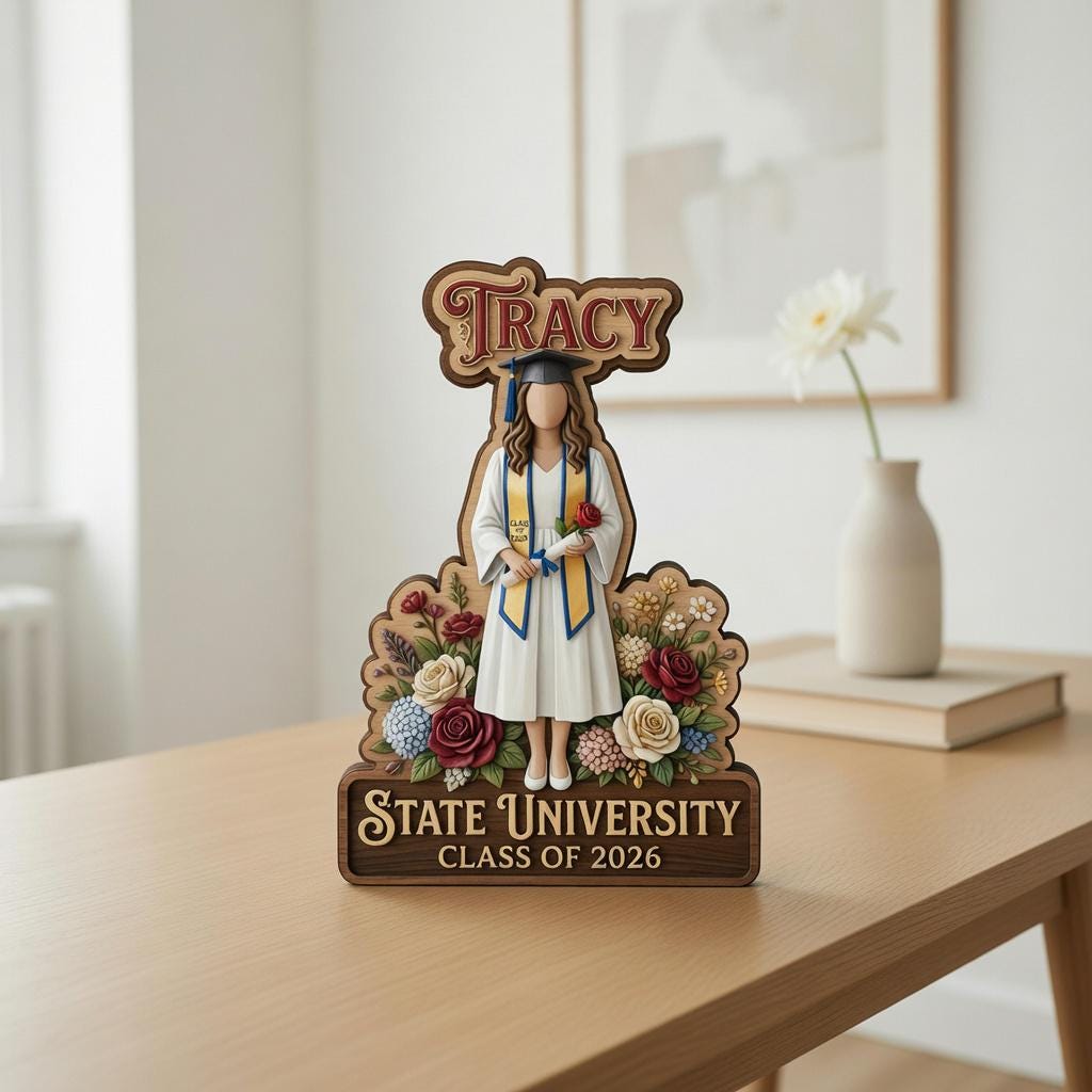 Custom Graduation Wooden Block, Class of 2026 Gift, Personalized University Grad Plaque, Senior 2026 Keepsake, Graduation Gift for Daughter