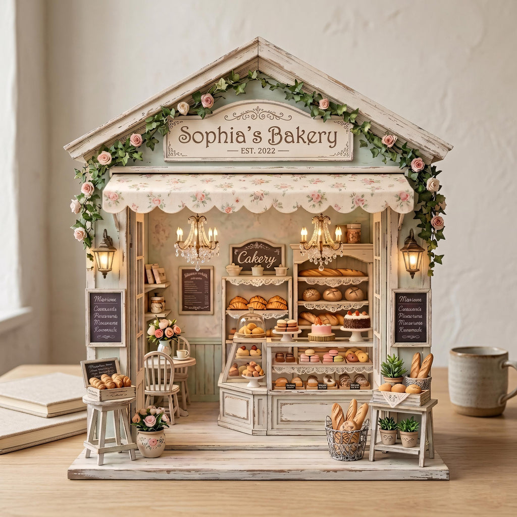 Personalized Bakery Wooden Block, Custom Shopfront Decor, Mini Bakery House Sign, Kitchen Decor, Gift for Baker