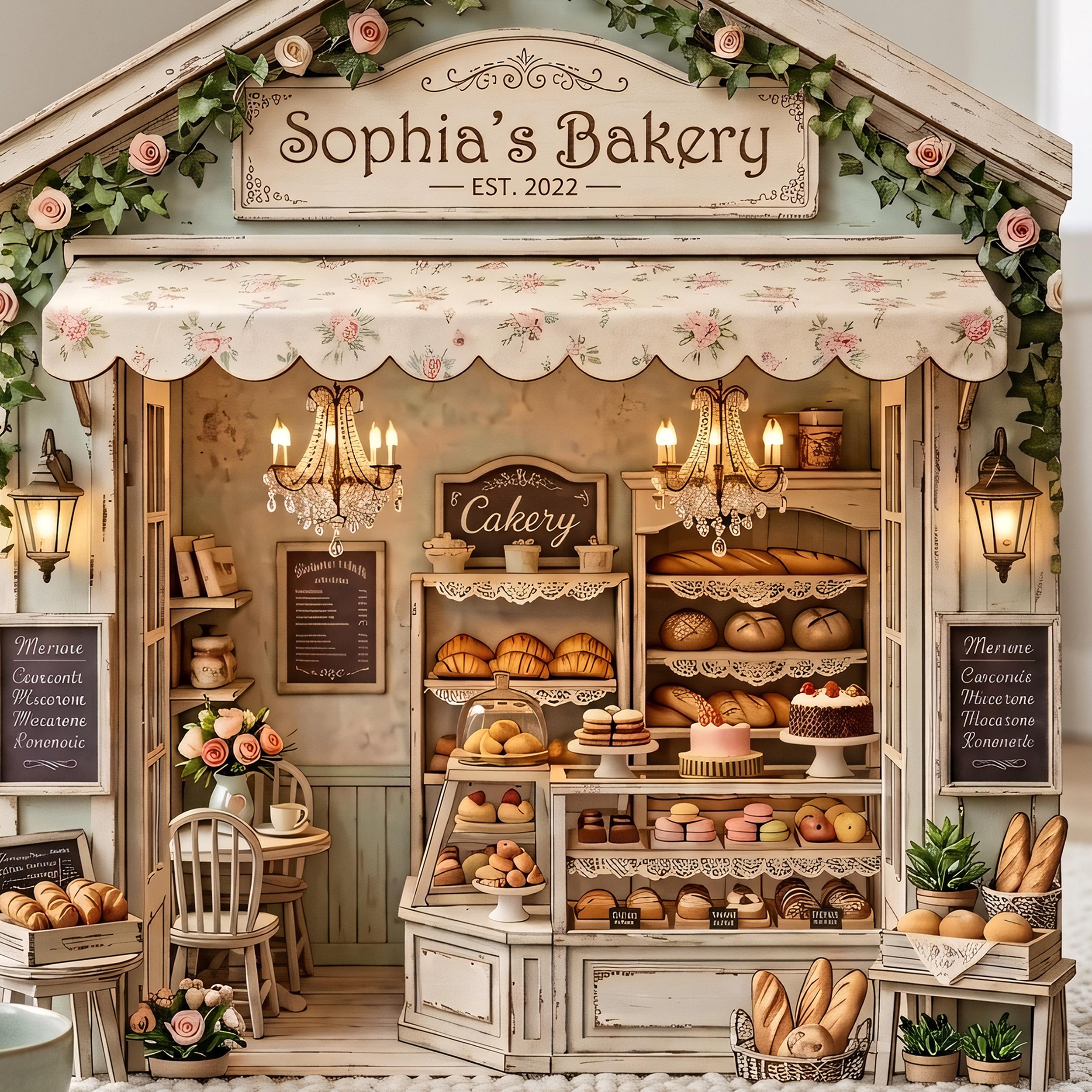 Personalized Bakery Wooden Block, Custom Shopfront Decor, Mini Bakery House Sign, Kitchen Decor, Gift for Baker
