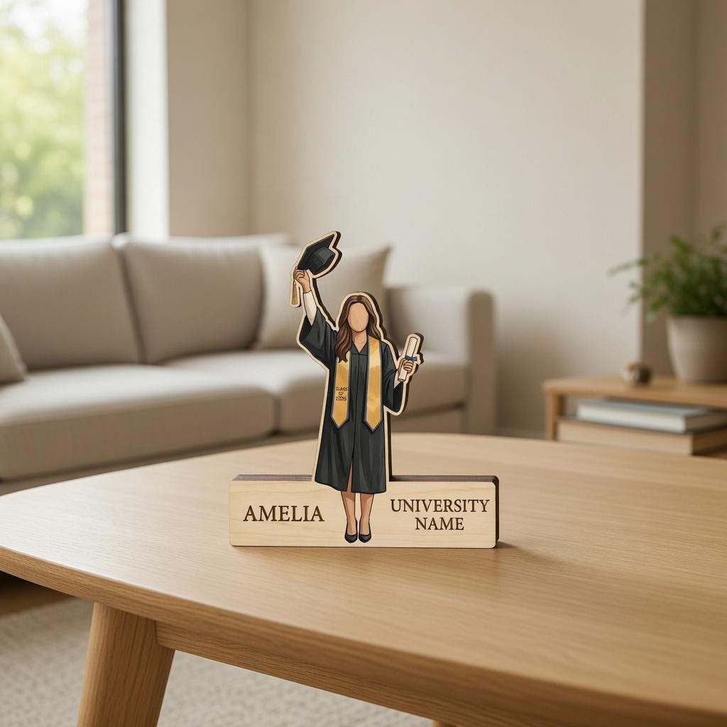 Personalized Graduation Wooden Block, Custom Graduate Name Sign, Class of 2026 Gift, 3D Wood Layered Desk Decor, University Grad Keepsake