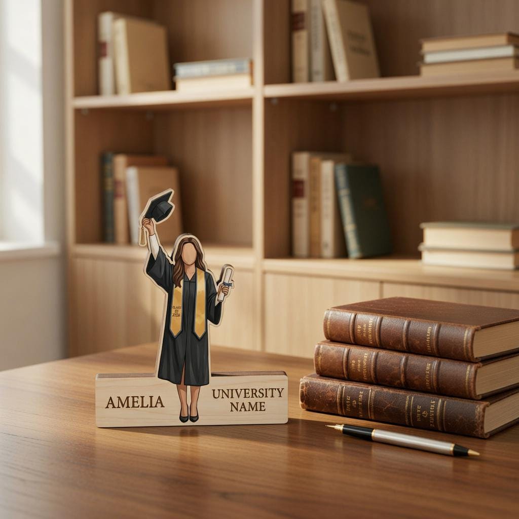 Personalized Graduation Wooden Block, Custom Graduate Name Sign, Class of 2026 Gift, 3D Wood Layered Desk Decor, University Grad Keepsake
