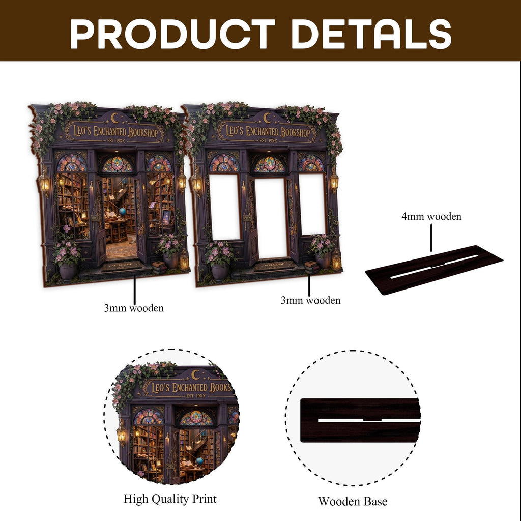 Personalized Layered Wood Mini Enchanted Bookshop Decor – Personalized Gift for Booklover