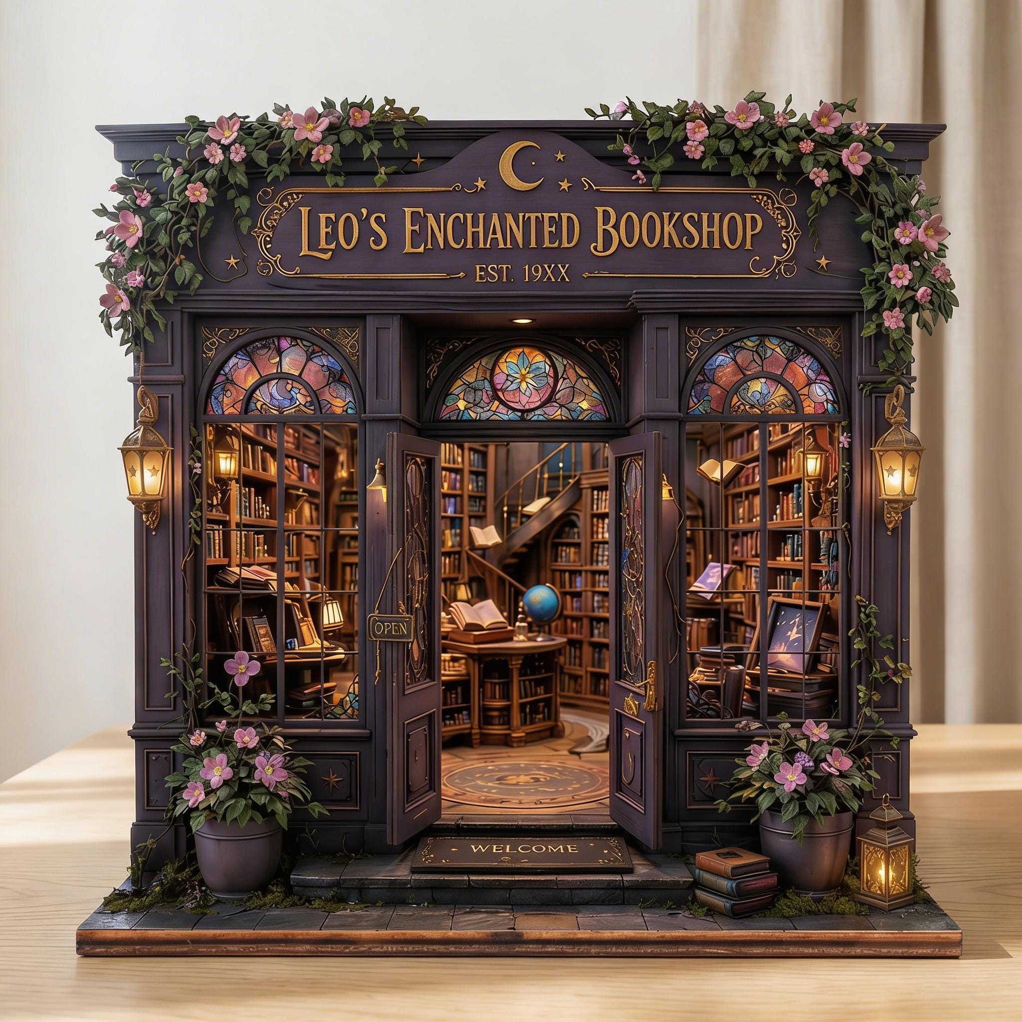 Personalized Layered Wood Mini Enchanted Bookshop Decor – Personalized Gift for Booklover