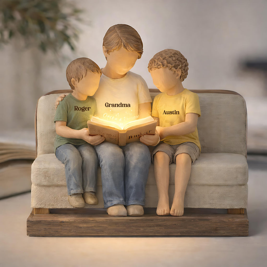 Personalized Grandma Wooden Block, Custom Grandkids Names Gift, Grandma Reading with Kids Keepsake, Mother's Day Gift For Grandma Nana Gigi